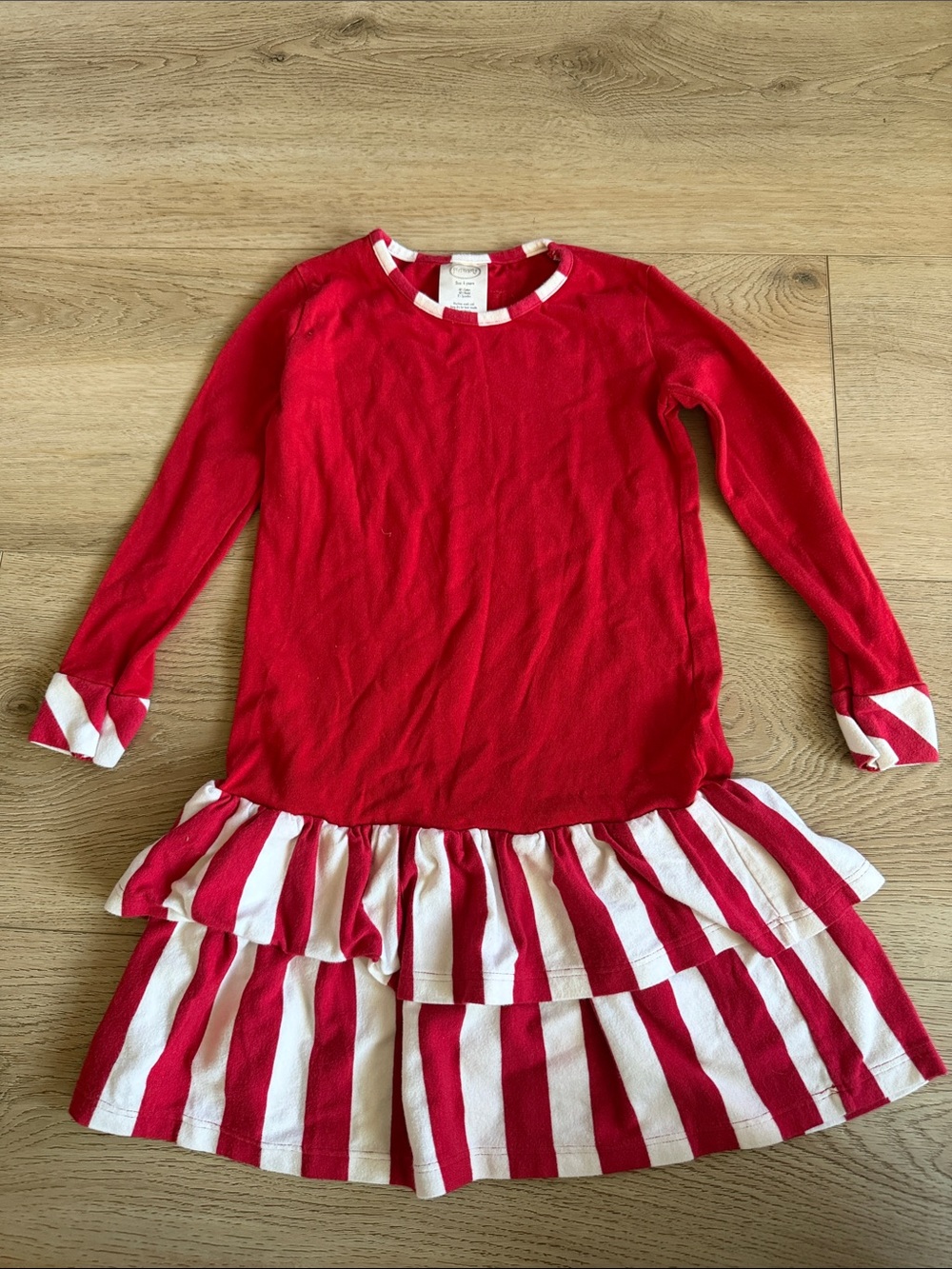 Persnickety Red and White Striped Ruffle Dress